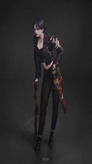 Anime girl with crossbow and quiver