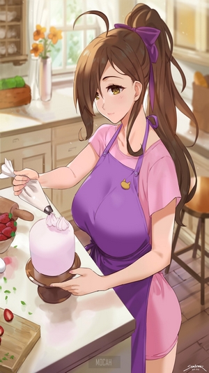 Wiz from Kono Subarashii Sekai ni Shukufuku wo! baking a cake