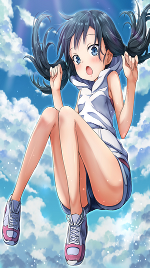 Anime girl falling from the sky