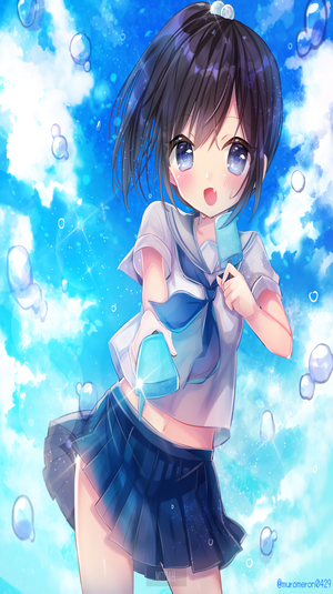 Anime girl in sailor uniform with ponytail