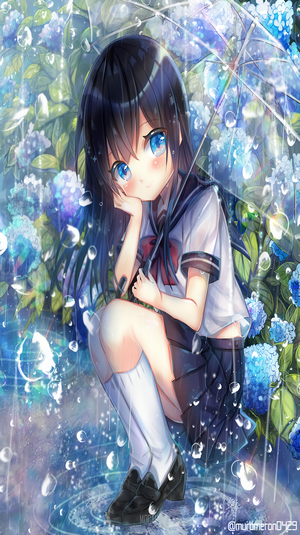 anime, anime girl, original character, umbrella, sailor uniform ...