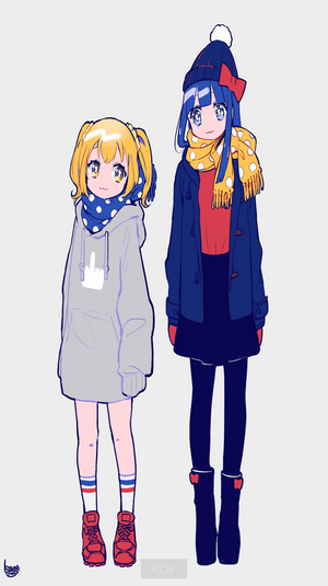 Popuko and Pipimi from Pop Team Epic in Winter Outfits