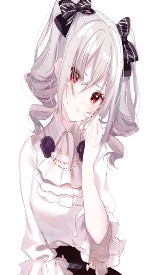Anime girl with white hair and red eyes