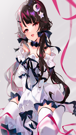Anime girl with black and white hair