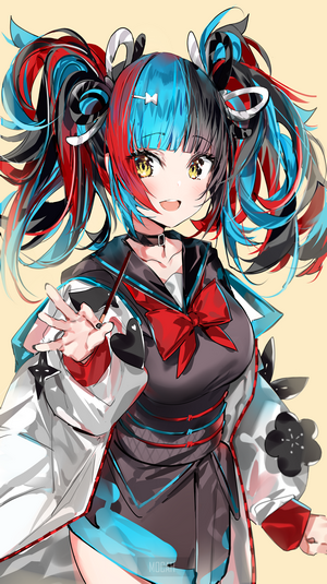 Vibrant Anime Girl with Multicolored Hair