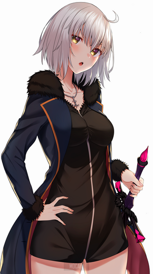 Anime girl with white hair and sword