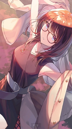 Anime girl with glasses and brown hair