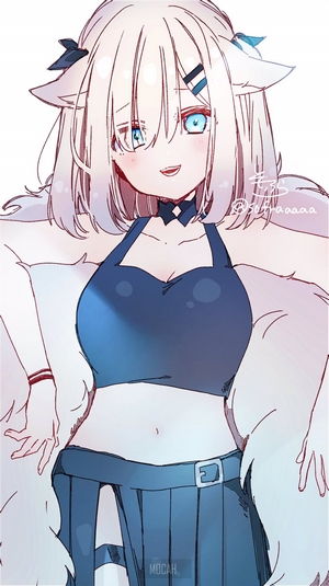 Anime girl with white hair and blue eyes
