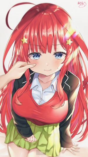 Anime girl with red hair and blue eyes