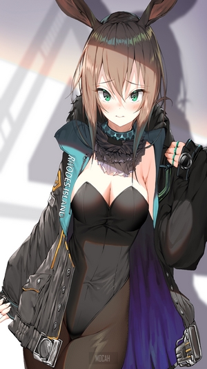 Anime girl with bunny ears and jacket