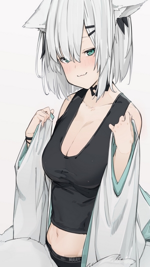 Anime girl with white hair and fox ears