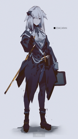 Anime girl with sword and briefcase
