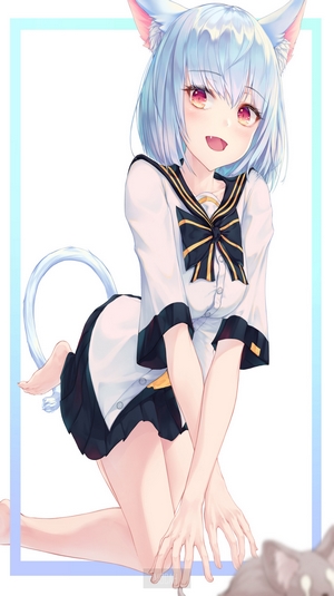 Anime cat girl in school uniform
