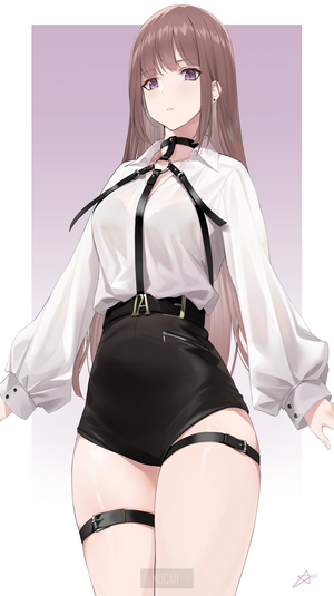 Elegant Anime Girl in Stylish Outfit