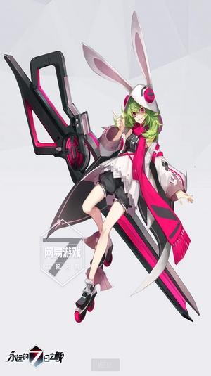 Anime Girl with Bunny Hat and Scythe from Forever 7th Capital