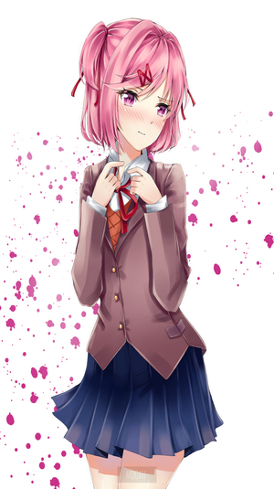 Natsuki Doki Doki Literature Club Pink Hair Fan Art