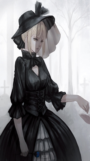 Saber Alter from Fate Series in a black dress