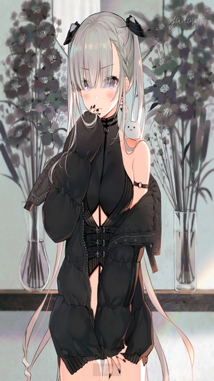 Anime girl with a small creature on her shoulder