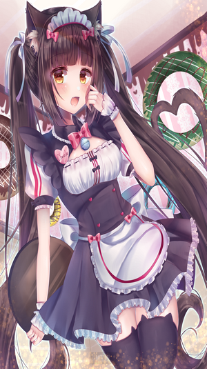 Chocola from Neko Para in a maid outfit