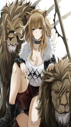 Siege from Arknights with lions