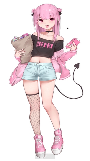 Anime Girl with Pink Hair and Stylish Outfit