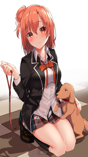 Yuigahama Yui from OreGairu with a dog