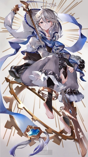 Anime girl with halo and staff