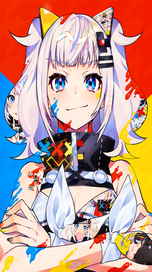 Anime girl with paint splatters, Kaguya Luna by Mika Pikazo
