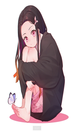 Kamado Nezuko from Kimetsu no Yaiba with a butterfly
