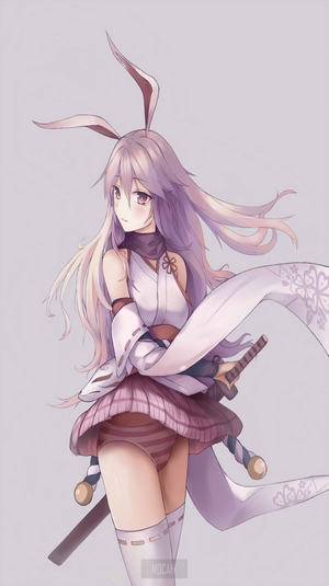 Anime girl with bunny ears and sword