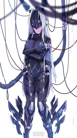 Anime girl in futuristic suit with wires