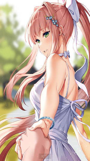 Monika from Doki Doki Literature Club in White Dress