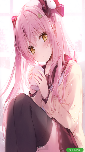 Pink-Haired Anime Girl with Yellow Eyes