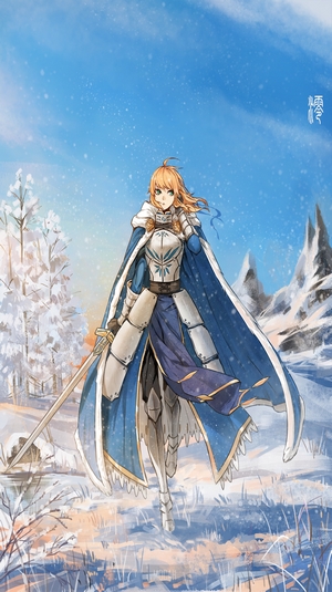 Arturia Pendragon from Fate Series in Snow