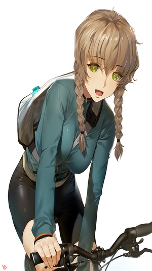 Amane Suzuha from Steins;Gate on a bicycle
