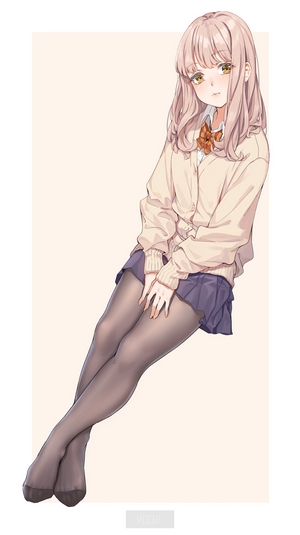 Anime girl with pink hair wearing school uniform