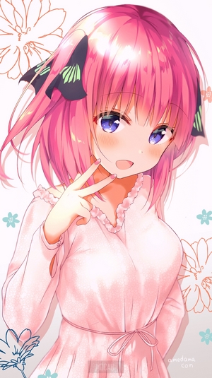 Anime girl with pink hair and blue eyes