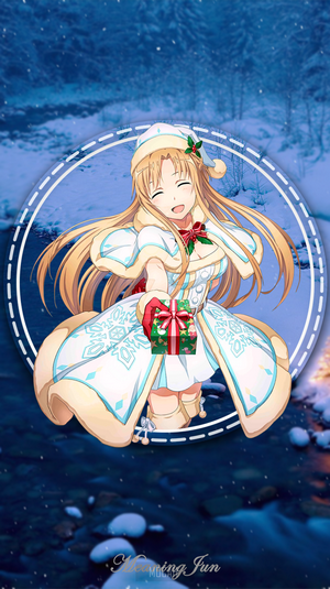 Yuuki Asuna from Sword Art Online with a Christmas gift
