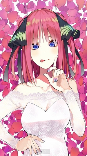Nakano Nino in Wedding Dress with Pink Hair