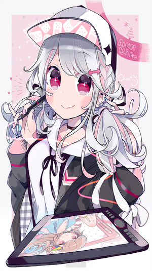Anime girl with drawing tablet and stylus