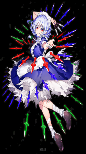 Izayoi Sakuya from Touhou with knives