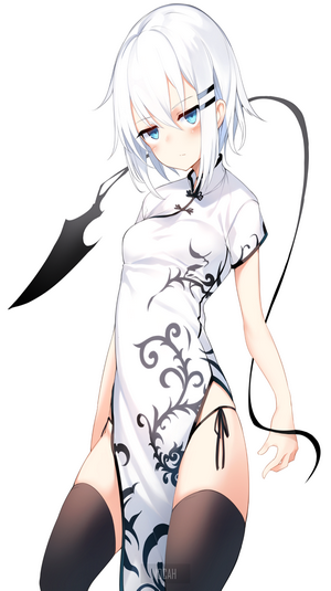 Anime girl with white hair and blue eyes