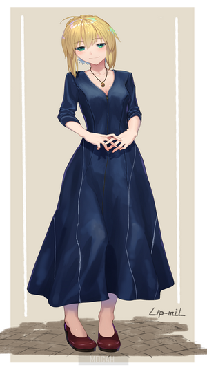 Arturia Pendragon from Fate Series in a blue dress
