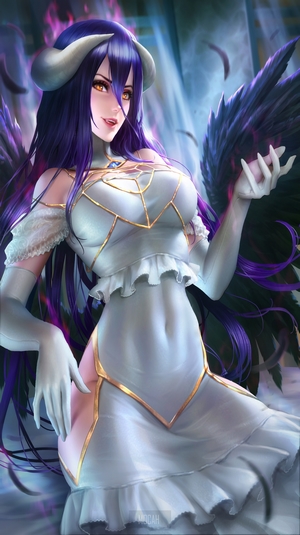Albedo from Overlord with wings and horns