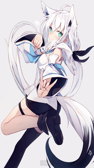 Shirakami Fubuki Virtual Youtuber with White Hair