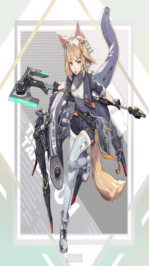 Anime girl with fox ears and mechanical arm