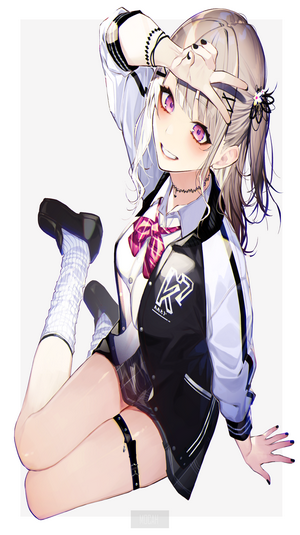 Anime girl with pink eyes and blonde hair