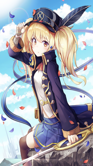 Anime girl in military uniform with sword