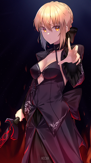 Fate Series Blonde Anime Girl in Dark Dress