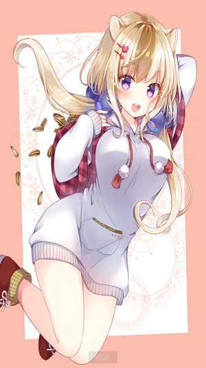 Anime girl with blonde hair and cat ears